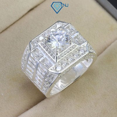 Nhẫn bạc nam đính đá bản to cao cấp mạnh mẽ NNA0758 - Trang Sức TNJ