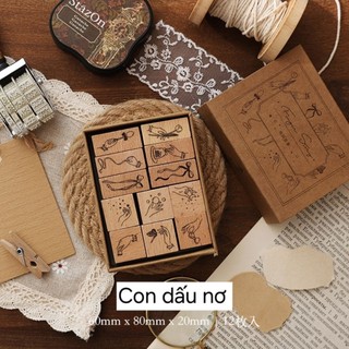 Con dấu gỗ hoa lá Vintage