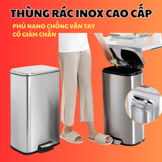 Thùng rác Inox đạp chân, thùng rác inox văn phòng, Thùng rác inox vuông cao cấp