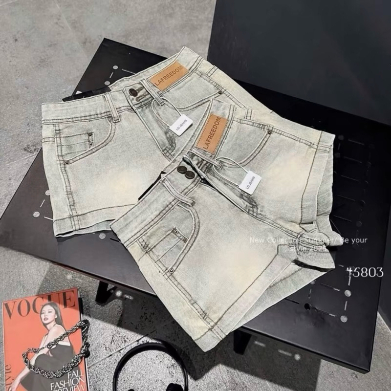 Quần Đùi Nữ Dáng Ngắn Form Chữ A Tag Da Quần Short Nữ Lưng Cao Hách Dáng chất Liệu Jeans Mềm Co Giãn Phong Cách Hàn Quốc | BigBuy360 - bigbuy360.vn