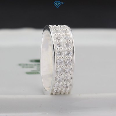 Nhẫn bạc nam bản tròn đính full 2 hàng đá Cubic Zirconia lấp lánh NNA0761 - Trang Sức TNJ