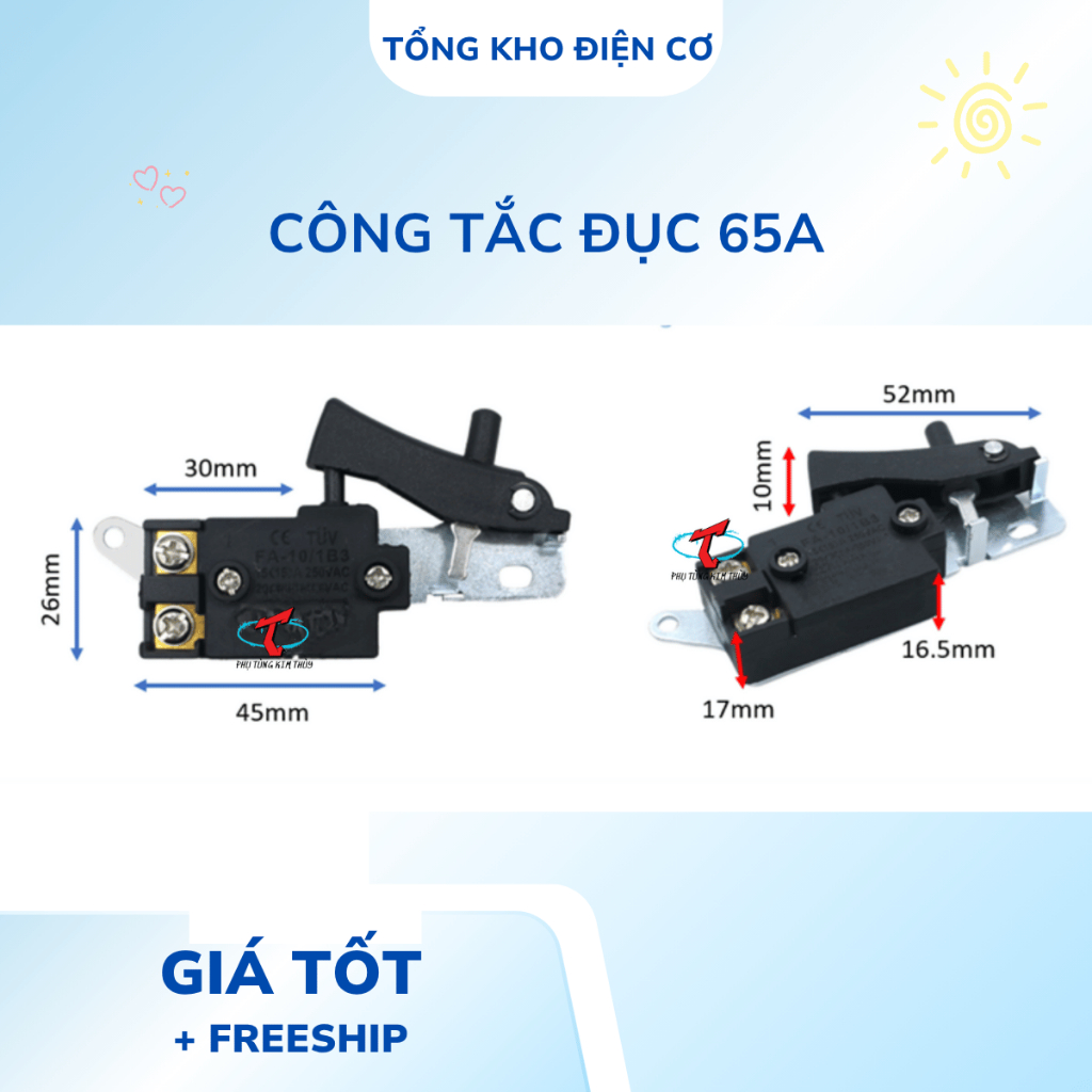 Công tắc/ cò máy đục 65a HTC/ Total TH215456 dùng cho máy 30li