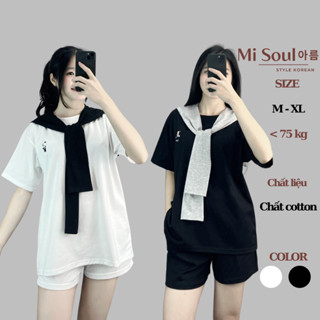 Set 3 Món MiSoul Áo Phông Thêu Ngựa, Chó Quần Short Kèm Khăn BigSize Chất Cotton, Bộ Quần Short 294 - 295