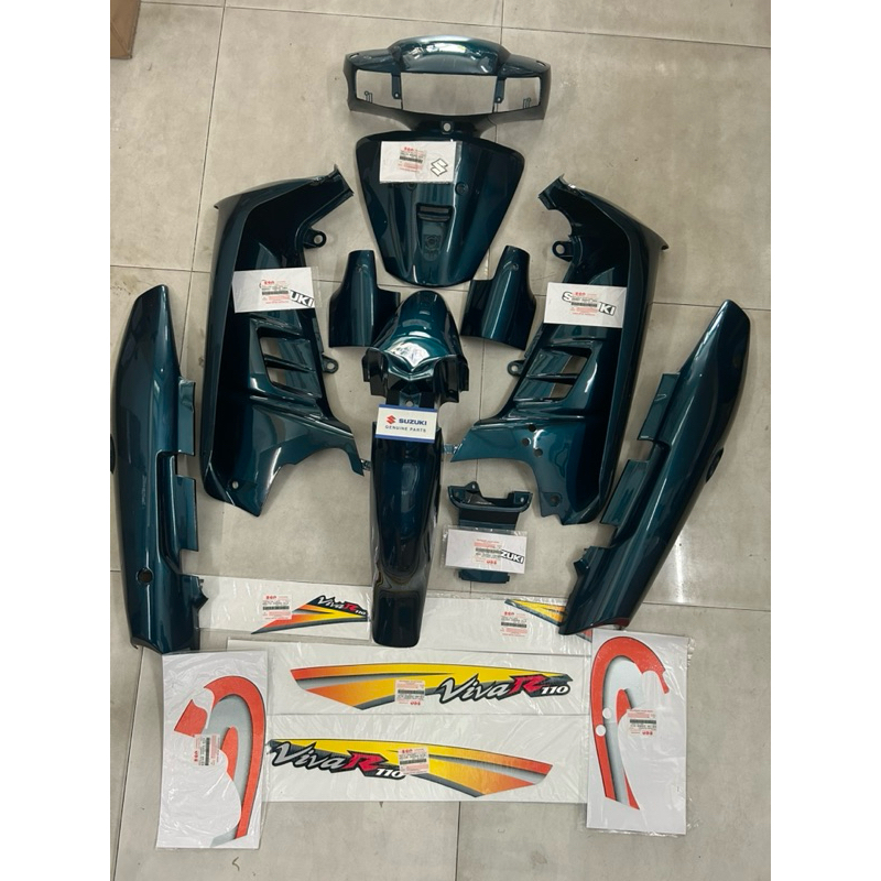 bộ dàn áo viva 110 nhựa bóng 10 món xanh lam kèm tem zin hãng viva 110 suzuki