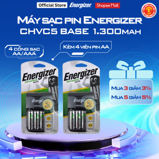 Máy sạc pin Energizer CHVC5 BASE - Có 4 cổng sạc AA-AAA, kèm 4 viên pin sạc AA 1300mAh - Bảo hành 30 ngày, 1 đổi 1