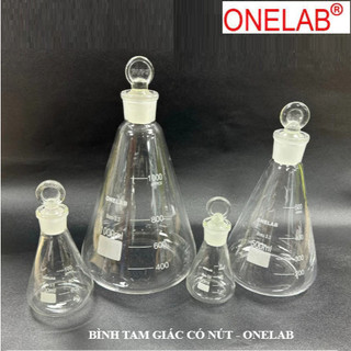 Bình tam giác có nút ONELAB 50 100 250 500 1000ml, erlen cổ nhám, nắp mài thuỷ tinh,Hãng sx: Onelab/ genlab