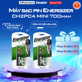 MÁY SẠC PIN ENERGIZER CH2PC4 MINI -Có 2 cổng sạc AA-AAA, kèm 2 viên pin sạc AAA 700mAh - Bảo hành 30 ngày, 1 đổi 1