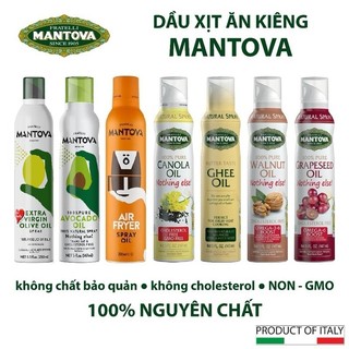  Dầu Ăn Kiêng Dạng Xịt Ít Calo Mantova Oil Spray olive extra virgin dầu hạt nho dầu quả bơ ghee 