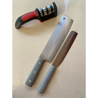 Bộ 2 dao thái thịt, bổ gọt hoa quả bằng thép Nhật trắng không gỉ - Chuôi nhựa - thương hiệu làng rèn Lý Nhân ( mã SHA)