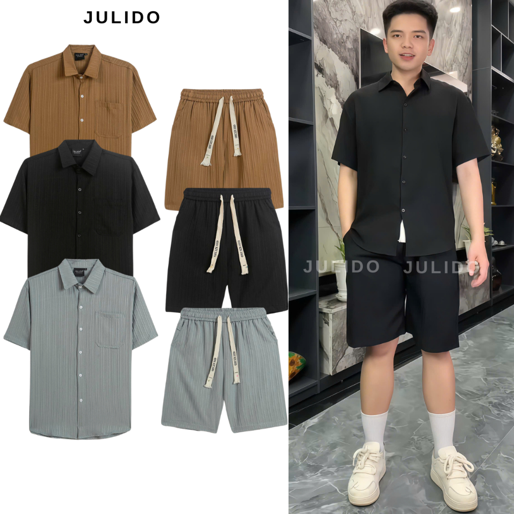 Bộ đũi gân nam cao cấp chất liệu vải đũi gân mềm mại sợi tre thoáng mát