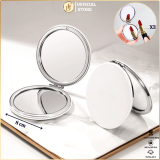  Gương Cầm Tay Gương Mini 2 mặt bọc da PU Gương Để Bàn Trang Điểm Gấp Gọn Tiện Lợi 