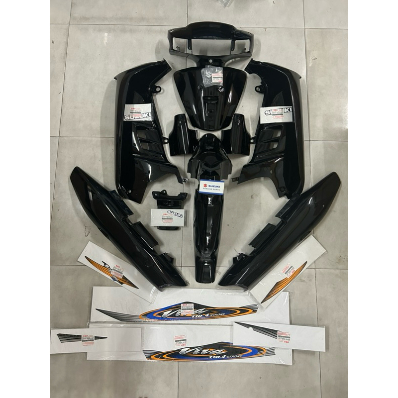 bộ dàn áo viva 110 nhựa bóng 10 món màu đen kèm tem zin chính hãng viva 110 suzuki