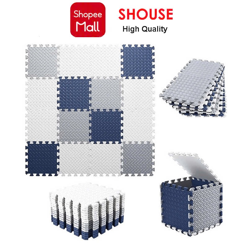 Thảm Xốp Ghép lót sàn 30x30 cm Shouse miếng dày 1cm tấm trải sàn vân gỗ gấp gọn xpe