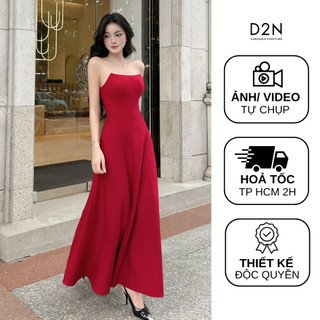 Đầm cúp ngực D2N màu đỏ bọc đô thân corset túi sườn sang trọng