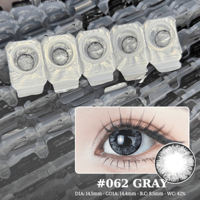 [1-day] Lens mắt 062 Gray màu xám mắt mèo, có viền, dùng 1 lần, lens 1 ngày đủ độ hãng LUNA EYES