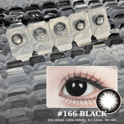 [1-day] Lens mắt 166 Black màu đen giãn tròng, size lớn, dùng 1 lần, lens 1 ngày hãng LUNA EYES