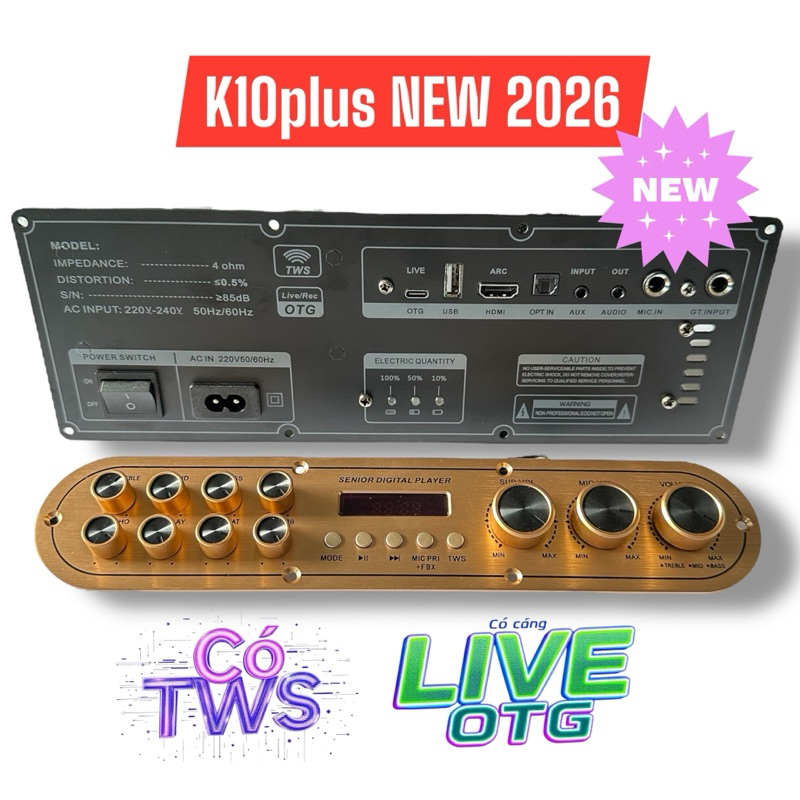 Mạch loa xách tay K1000, K10 plus phiên bản nút đen cực ngầu, mạch loa k10 nâng cấp