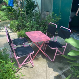 [đặt 1 bộ 1 bàn 4 ghế /đơn ]COMBO  bàn lá ghế dù trà chanh cho quán Cafe , Du lịch , Dã ngoại