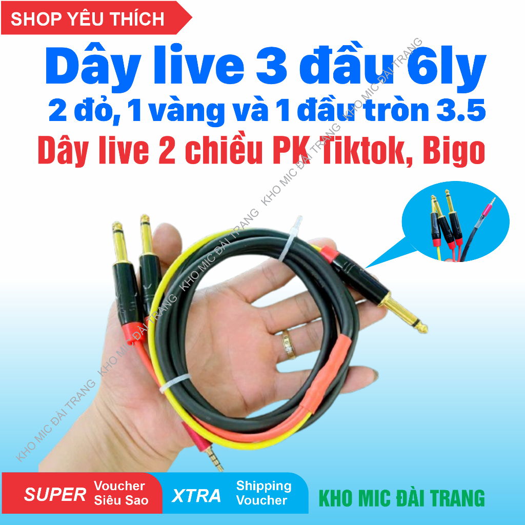 Dây live PK đàm thoại 2 chiều 3 đầu 6 ly dành cho Mixer F4, F4Pro, F7, M4, icon upod pro...