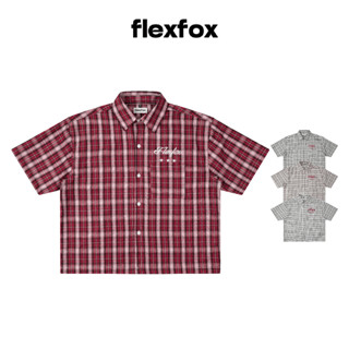 FLEXFOX - Áo Sơ Mi Caro thêu big logo Unisex form boxy | Boxy caro big logo shirt - 002