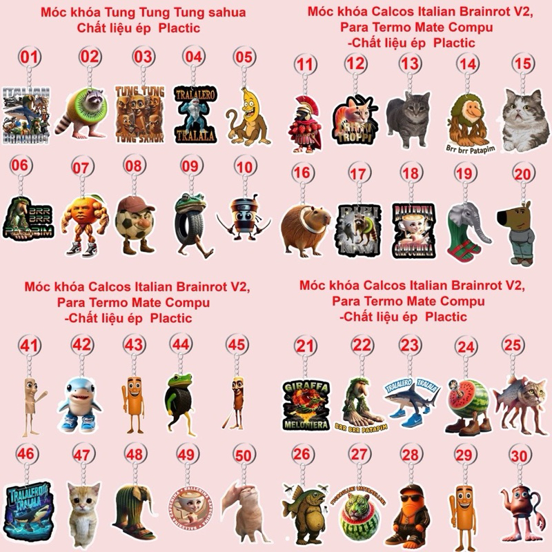 Móc meme italian brainrot Combo 3 móc/móc khóa Brainrot