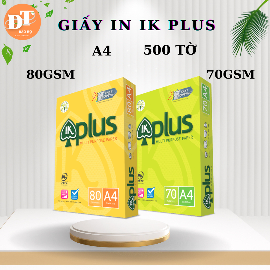 Giấy in, giấy photo IK plus A4 ĐL 80gsm, 70gsm(500 tờ/1 ram ), Giấy bám mực tốt _ Hàng nhập khẩu