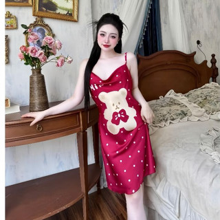 Áo Đầm Ngủ Hai Dây Mặc Nhà Lụa Mềm Mịn AMANTA AMTD97HN