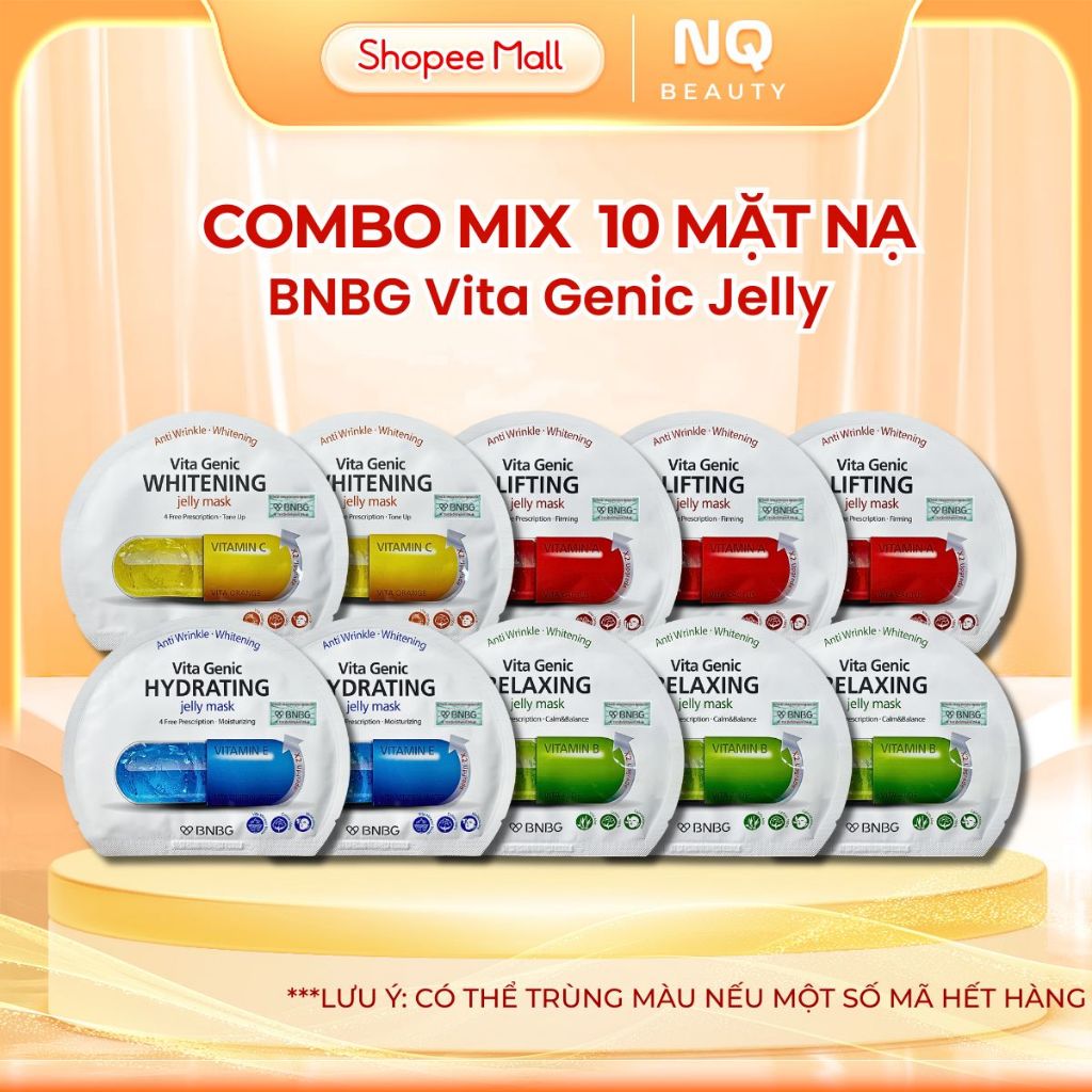[MIX 10 MIẾNG] Mặt Nạ Giấy Dưỡng Ẩm Trắng Da Nâng Cơ Phục Hồi BNBG Vita Jelly Mask 30ml