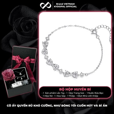 [HCM Hỏa Tốc] Lắc tay bạc nữ KYDOPAL dáng nơ cánh tim đính đá đan ổ đá tròn thanh lịch, trẻ trung - PAL9C5L9