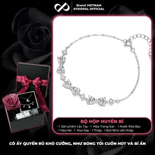 Lắc tay bạc nữ KYDOPAL dáng nơ cánh tim đính đá đan ổ đá tròn thanh lịch, trẻ trung - PAL9C5L9