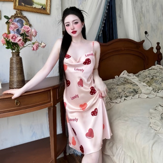 Áo Đầm Ngủ Hai Dây Mặc Nhà Lụa Mềm Mịn AMANTA AMTD97HX