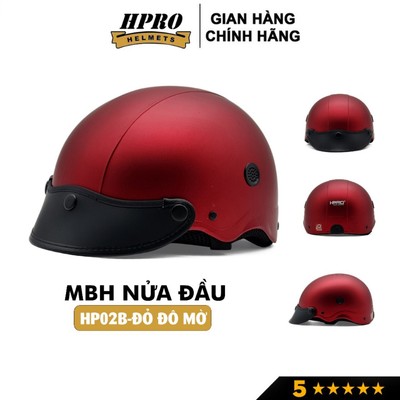Mũ bảo hiểm nửa đầu thương hiệu Hpro helmet, màu đỏ đô mờ nổi bật, kiểu dáng mới trẻ trung năng động, freeside(52-56cm)