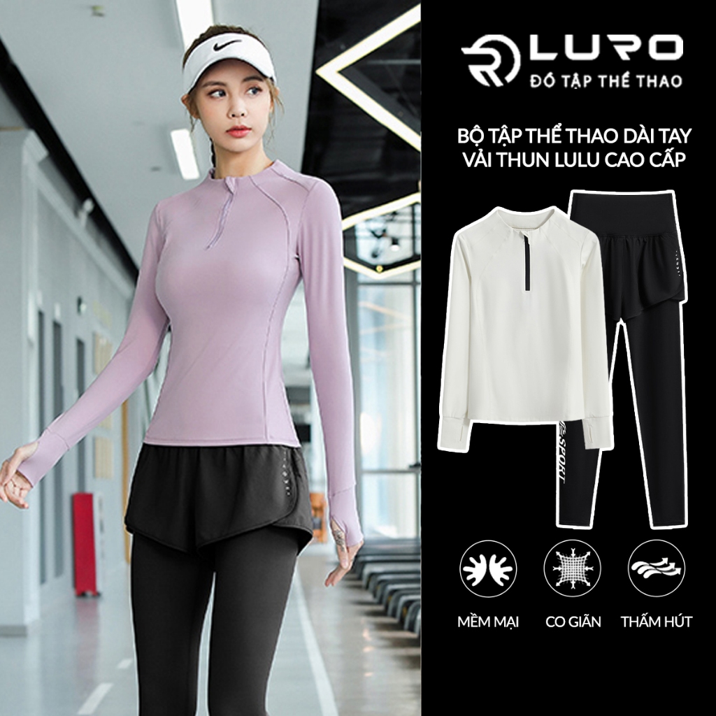 Bộ tập gym, yoga nữ [Luro S6D] bộ đồ thể thao dài, tập pickleball, zumba, đạp xe, chạy bộ, leo núi