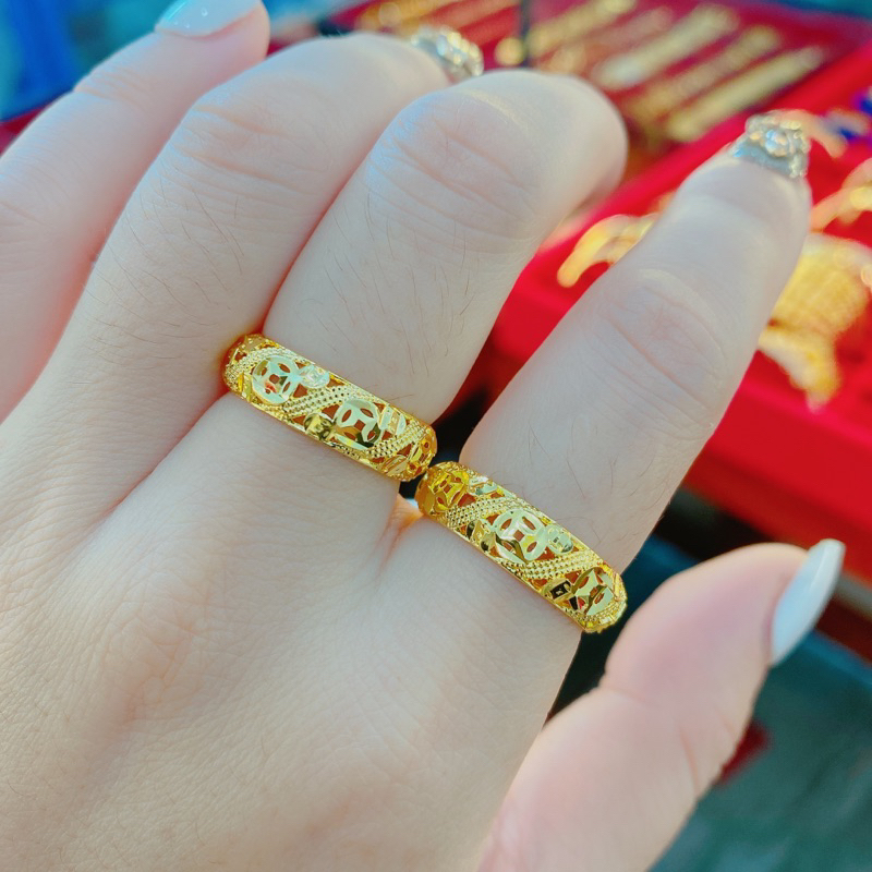 nhẫn kt viền họa tiết sang chảnh đủ size shop Hoakendy