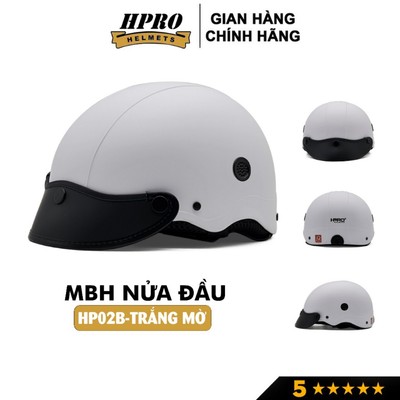 Mũ bảo hiểm thời trang Hpro helmet, kiểu dáng mới mẻ năng động và trẻ trung, màu trắng tinh tế, Freesize(52-56cm)