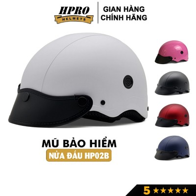 Mũ bảo hiểm nửa đầu thời trang Hpro helmet HP02B, nhiều màu sắc cá tính, kiểu dáng trẻ trung cá tính Freesize (52-56cm).