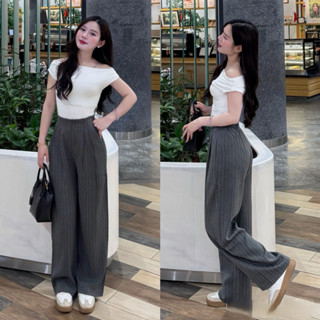 [Có Cho Bản Nấm] Quần Ống Rộng Nữ, Cạp Chun Sau, Vải Kẻ Chất Gold Nhật, Dài 93cm và 100cm