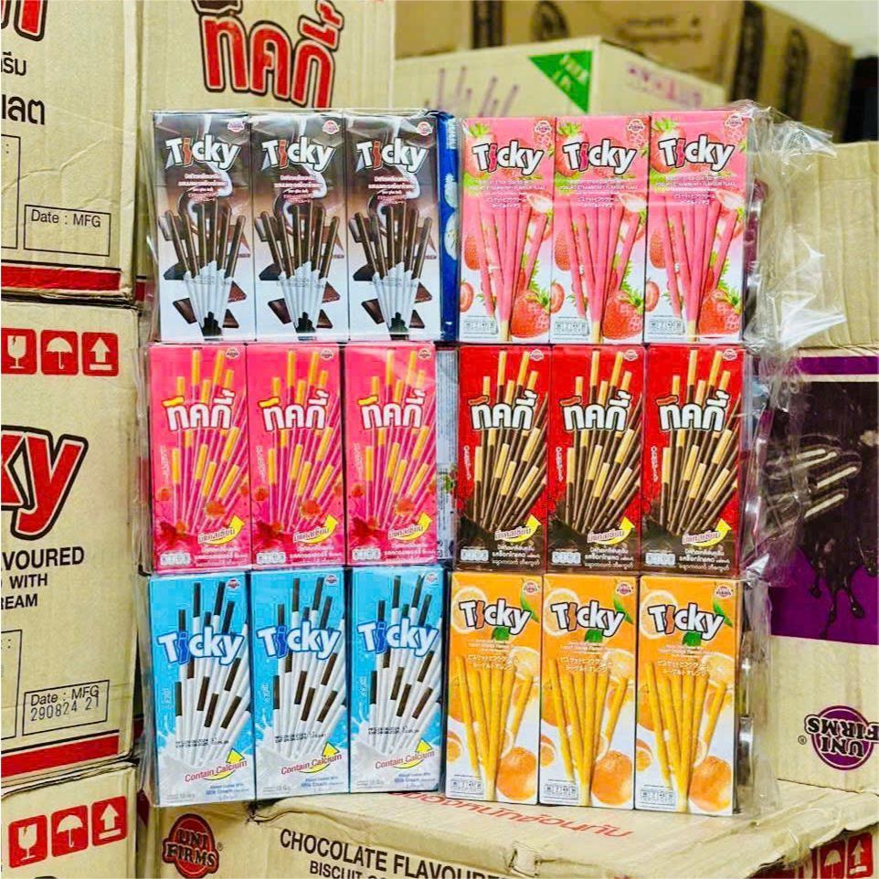 [LỐC 13 HỘP] BÁNH QUE TICKY THÁI LAN [VỊ SOCOLA] [VỊ DÂU] [VỊ SỮA] [COMBO 6 HỘP]