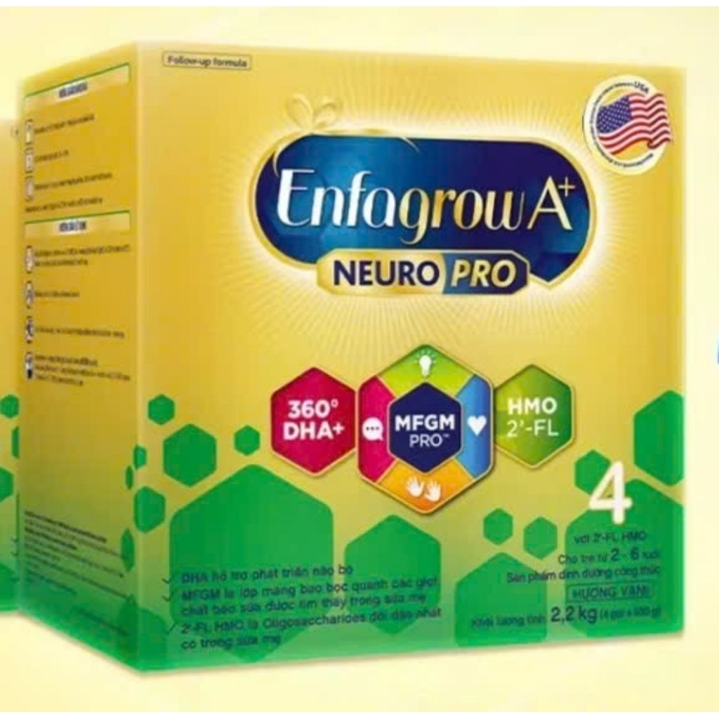 Date 07/2027_Sữa bột Enfagrow 4 cho bé từ 2_6 tuổi, hộp 2,2kg/lon 1,7kg vị nhạt. Bao bì mới