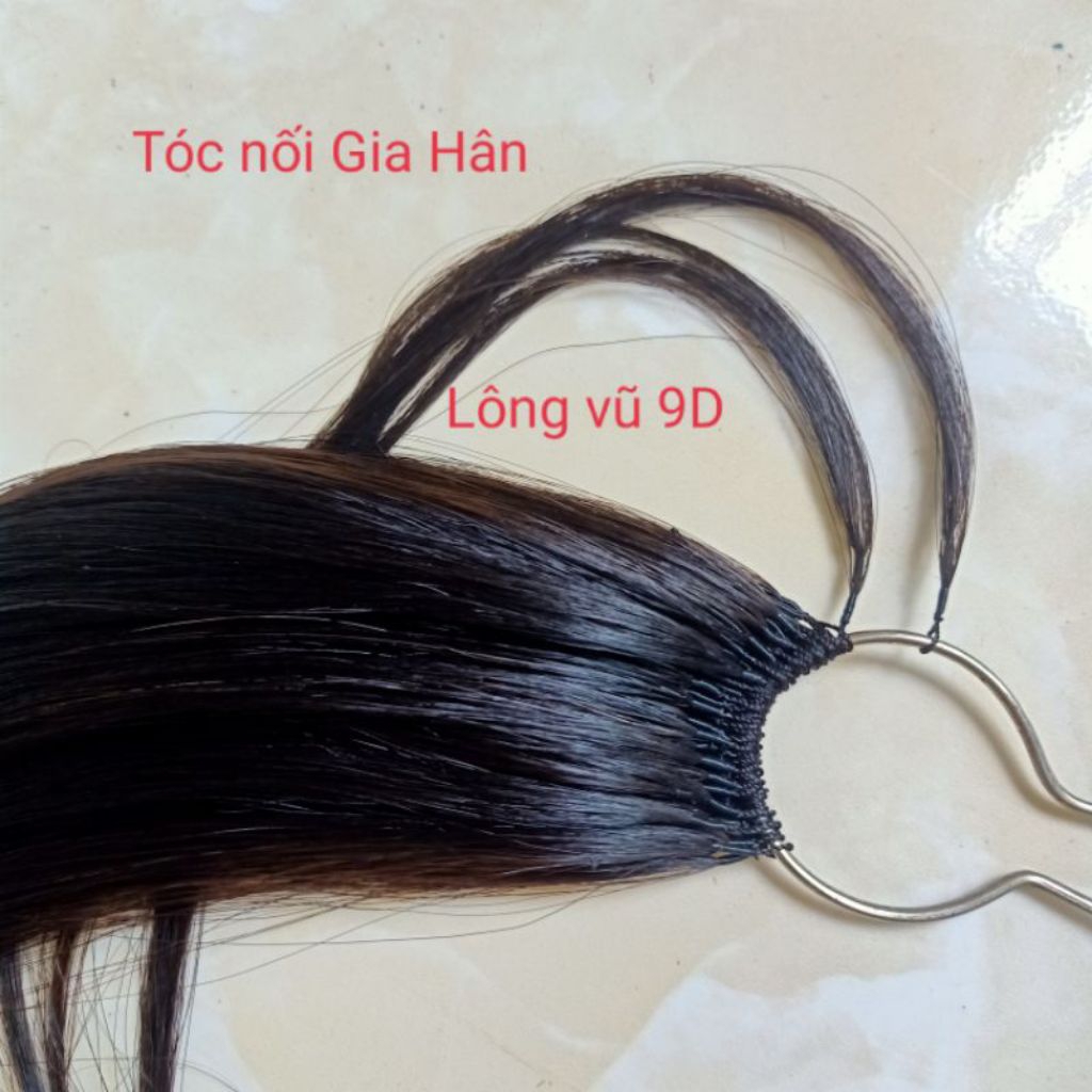 Tóc nối lông vũ 9D 40cm hàng đẹp