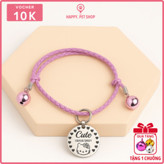  Combo thẻ tên và vòng cổ da handmade cho chó mèo khắc 2 mặt theo yêu cầu - Pettag thú cưng Happy 