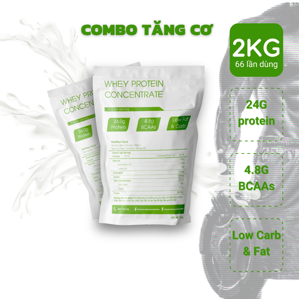 2KG Whey Protein Concentrate 80% - Sữa tăng cơ giảm mỡ