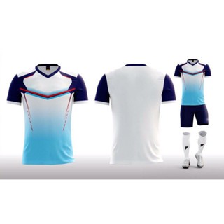 [KLOG] in tên số áo - Bộ quần áo đá bóng ngắn tay trắng xanh vai đen - Bộ đá banh nam nữ thun lạnh c