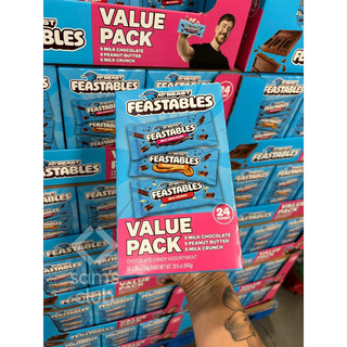 🍫 HỘP 24 THANH SOCOLA MIX 3 VỊ MỸ MR BEAST FEASTABLES VALUE PACK MILK CHOCOLATE PEANUT BUTTER MILK CRUNCH COUNT 35G 840G