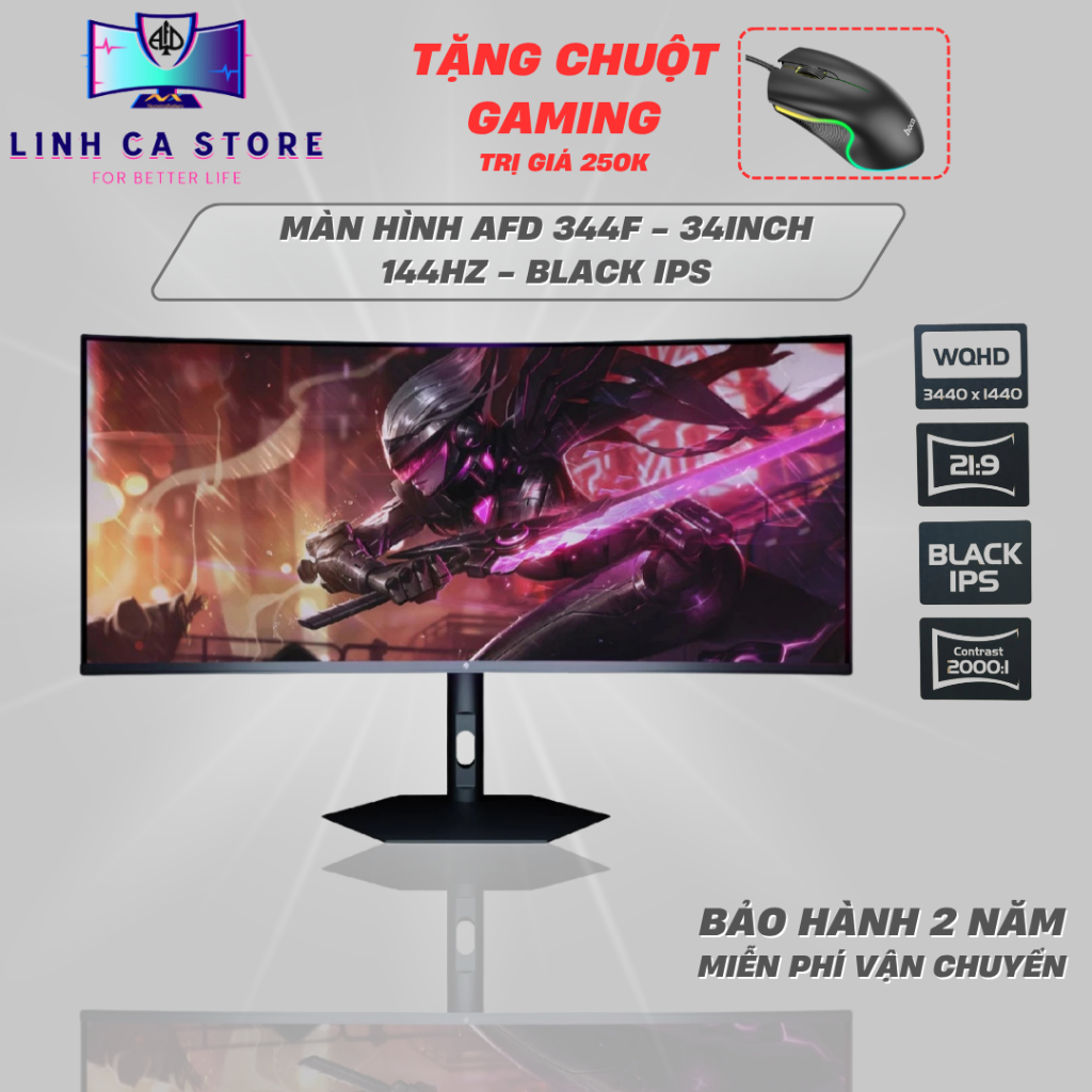 Màn Hình Cong 34 Inch WQHD 144Hz IPS Black AFD 344F – HDR400, 1ms, FreeSync, Bảo Hành 2 Năm