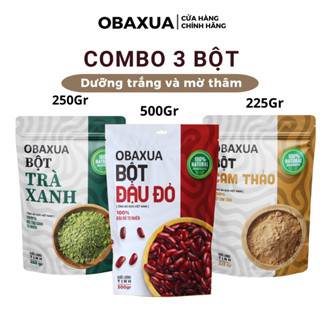 Bột Trà Xanh 250g, Bột Đậu Đỏ 500g, Bột Cam Thảo 225g ( Combo Làm Đẹp Da OBAXUA ) - Dưỡng Trắng và Mờ Thâm Thiên Nhiên