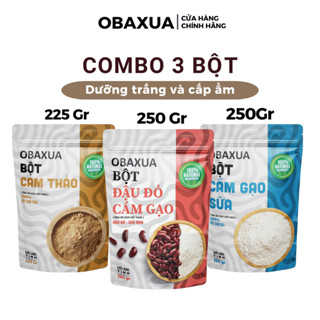 Bột Đậu Đỏ Cám Gạo 250g, Bột Cam Thảo 225g, Bột Cám Gạo 250g OBAXUA - Combo Làm Đẹp Da Giúp Dưỡng Trắng, Cấp Ẩm