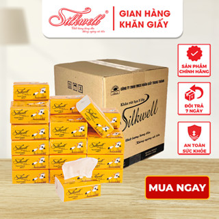  Thùng 30 gói Giấy ăn Silkwell Sếu rút lụa 100 tờ 3 lớp dày dặn khăn giấy rút siêu dai mềm mịn 