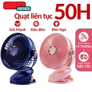 Quạt tích điện mini Cầm Tay - để bàn - xoay 360 độ - pin 15000mAh - Sạc - Đèn Led