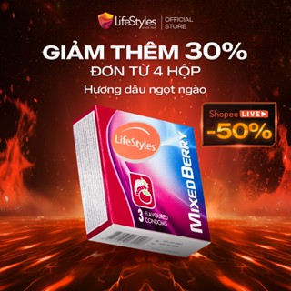 [HSD 6.2026] Bao cao su hương dâu thơm vị trái cây LifeStyles Mixed Berry hộp 3 bcs